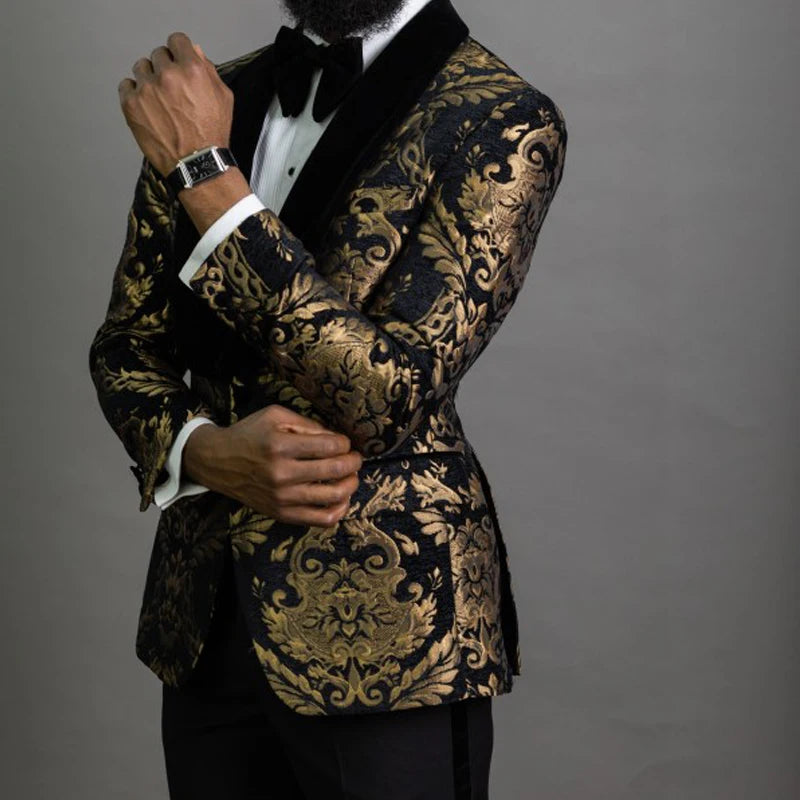 Floral Jacquard Blazer for Men Prom African Fashion