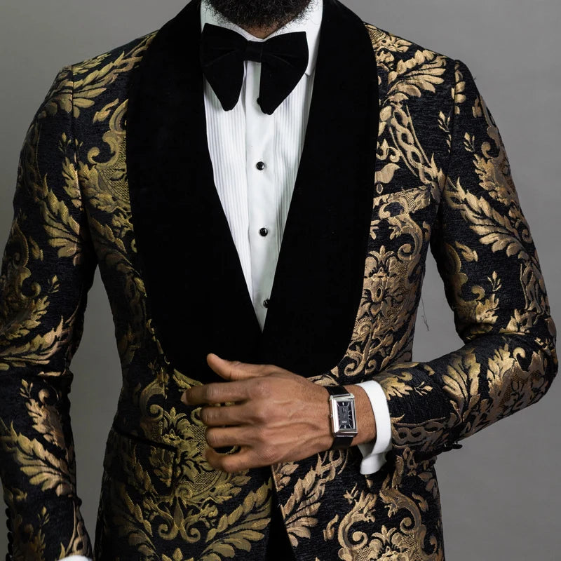 Floral Jacquard Blazer for Men Prom African Fashion
