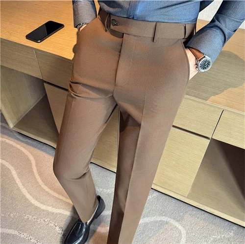 New Men's Pure Color Formal Business and Social Suit Pants