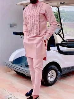 Printed Casual Set — Men's Modern 2-Piece Style - Detail View | ARINZE