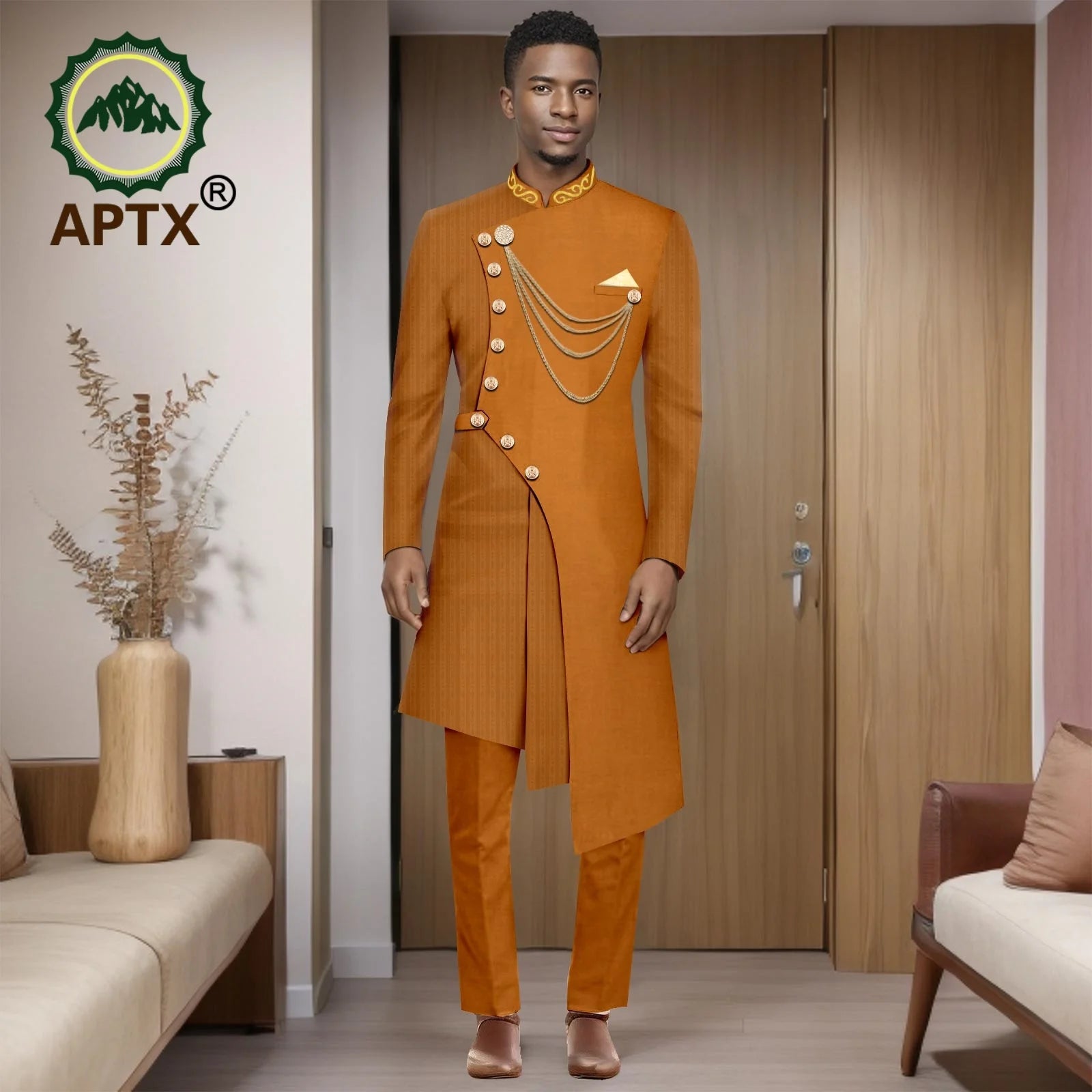 African Suits for Men 2025 Fashion New Two-piece (top + Pants) Men's Set