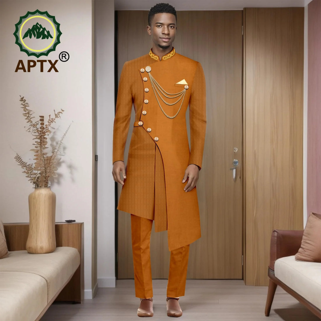 African Suits for Men 2025 Fashion New Two-piece (top + Pants) Men's Set