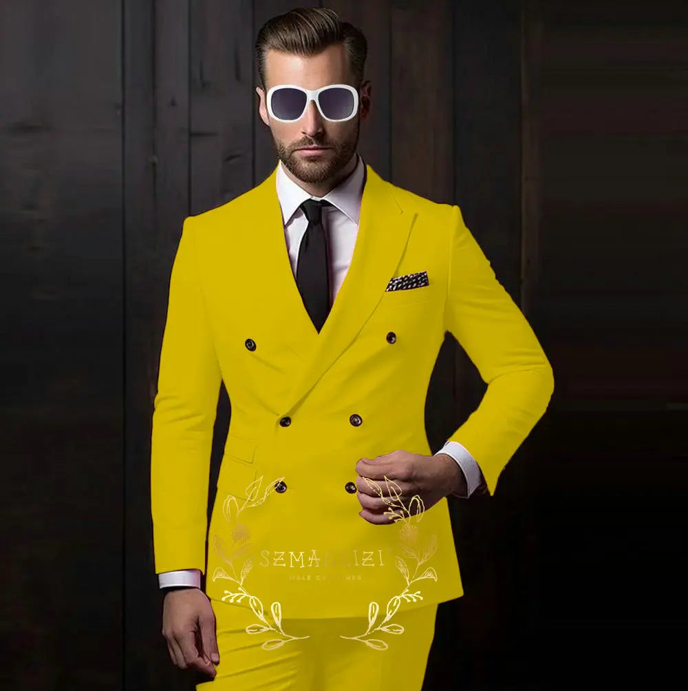 Latest Design Casual Men's Suit Beige Jacket Pants