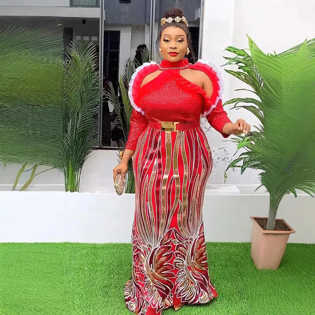 African Dresses for Women 2025 Evening Party Hot Drill Dress