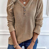 Spring and autumn button ribbed knitted tops