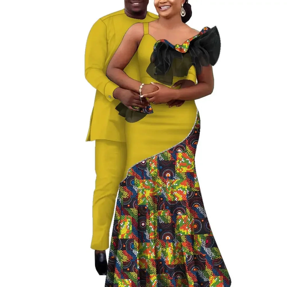 African Couple Clothes African Strap Dresses