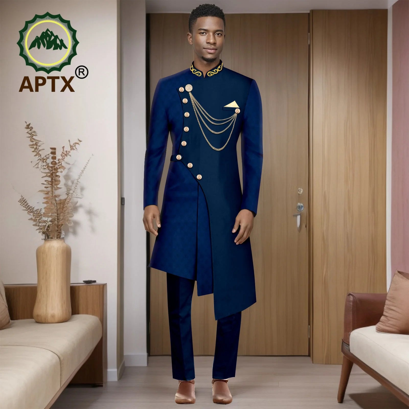 African Suits for Men 2025 Fashion New Two-piece (top + Pants) Men's Set