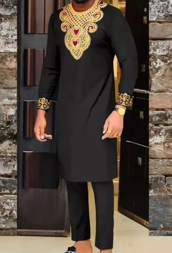 Men's Men's fashion casual print two-piece suit - Front View | ARINZE