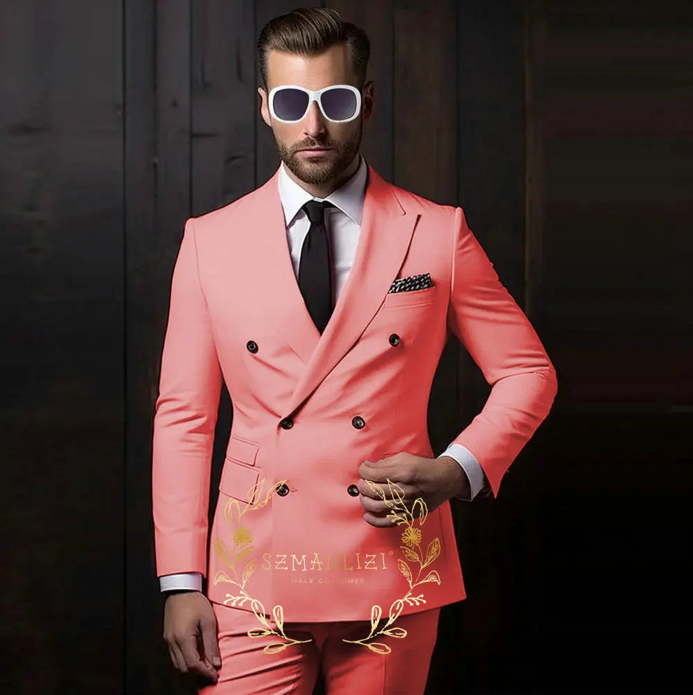 Latest Design Casual Men's Suit Beige Jacket Pants