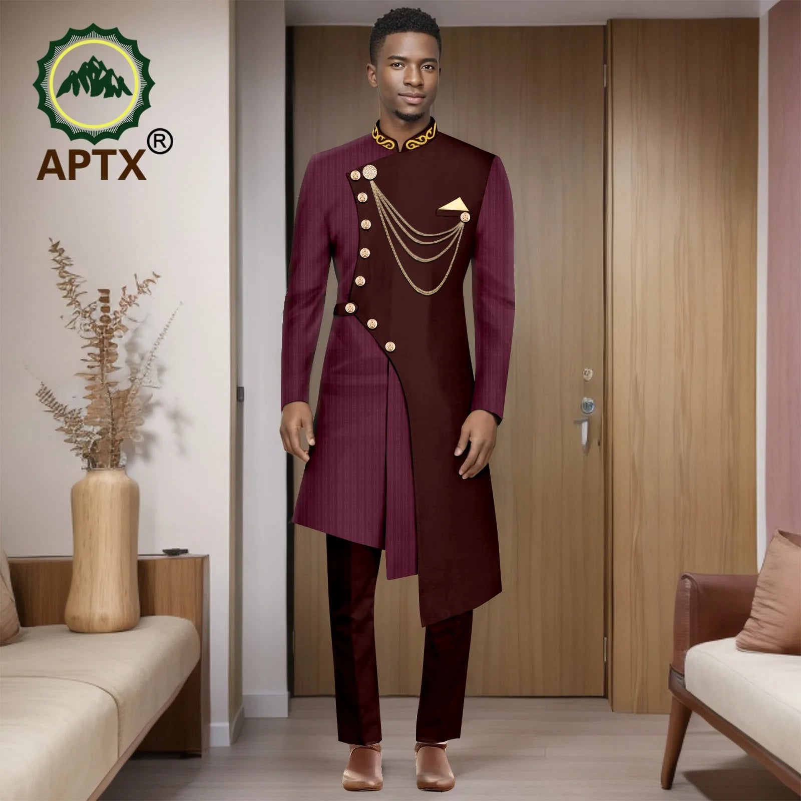 African Suits for Men 2025 Fashion New Two-piece (top + Pants) Men's Set