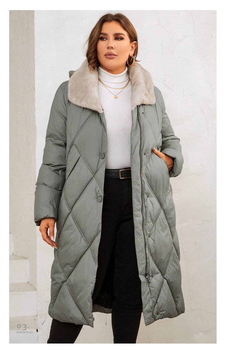 HaiLuoZi 2023 New Women's Winter Jackets Plus Size Long Warm Parkas Elegent Hooded With Fur Classic Quilted Coats Women1165