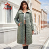Astrid Women's Autumn Winter Parka Plus Size Woman Clothing Long Padding Warm Hood Female Quilted Jacket Coats Belt Split Hem