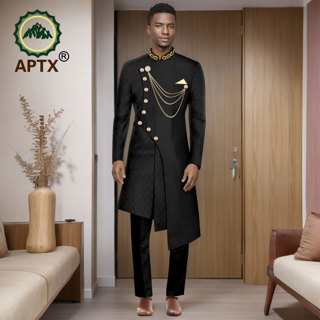 African Suits for Men 2025 Fashion New Two-piece (top + Pants) Men's Set
