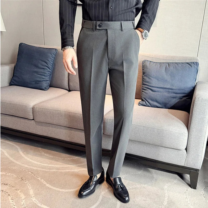 New Men's Pure Color Formal Business and Social Suit Pants