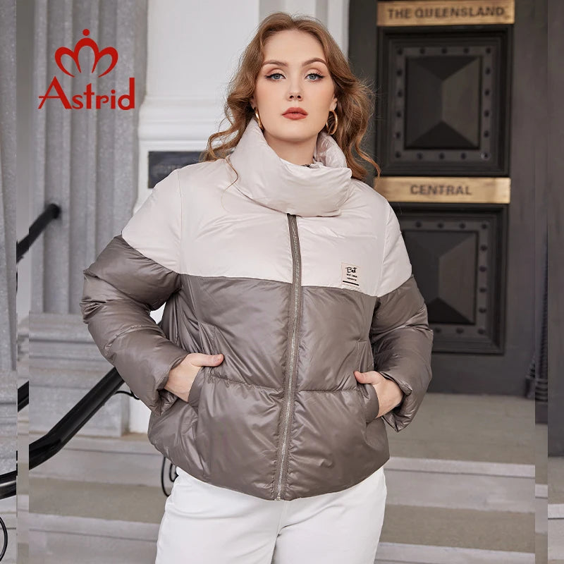 Astrid 2022 Winter Women's Coat Women Parka Fashion Warm Jacket Casual Contrast Color Stitching Loose female clothing Design