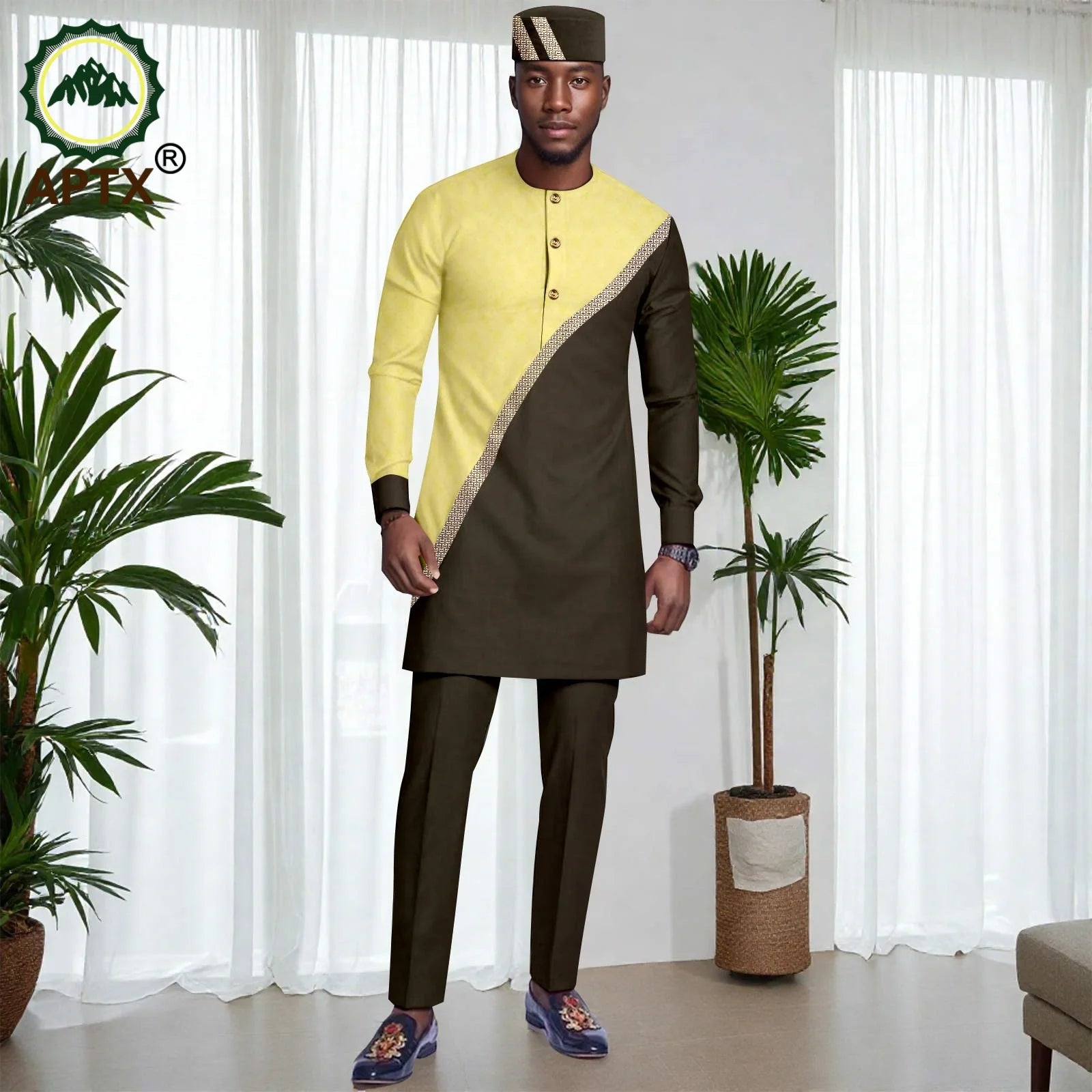Muslim Mens Robe African Clothing For man 2-piece Sets Suit