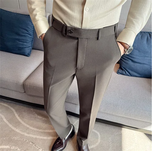 New Men's Pure Color Formal Business and Social Suit Pants