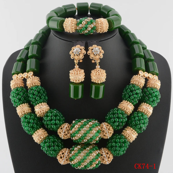 African Bead Jewelry Set - Front View | ARINZE