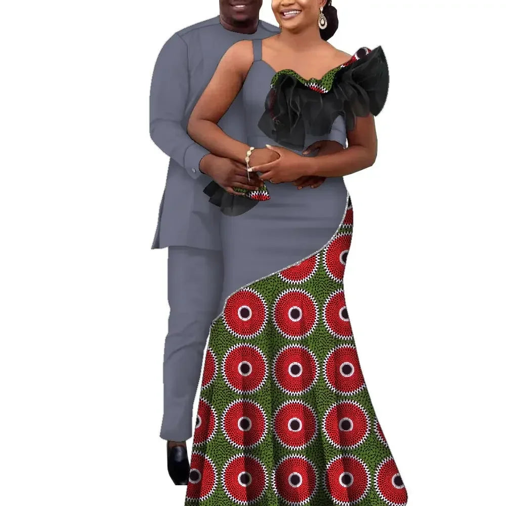 African Couple Clothes African Strap Dresses