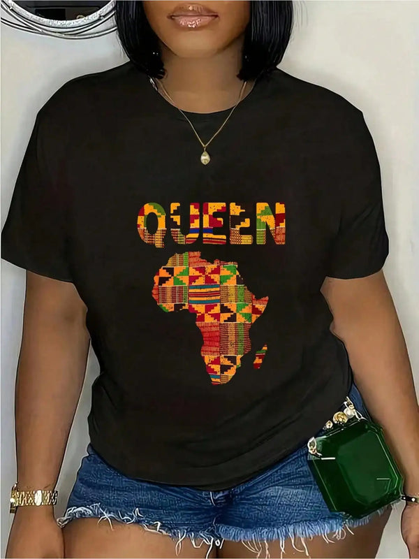 African Queen Kente T-Shirt - Front View | ARINZE