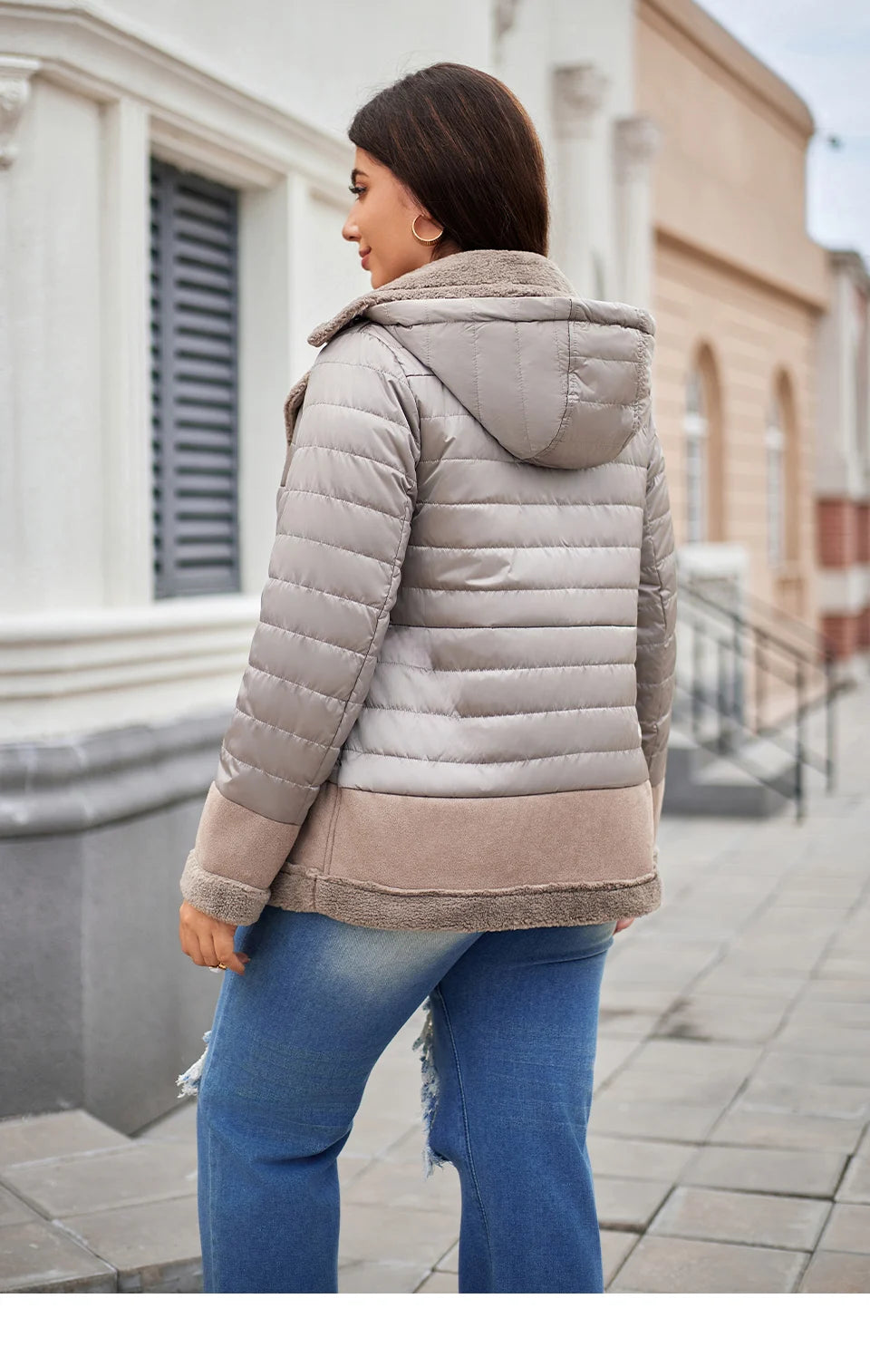 Women's Jacket Double-Faced Fur Spliced Design Hooded Warm Down Coats