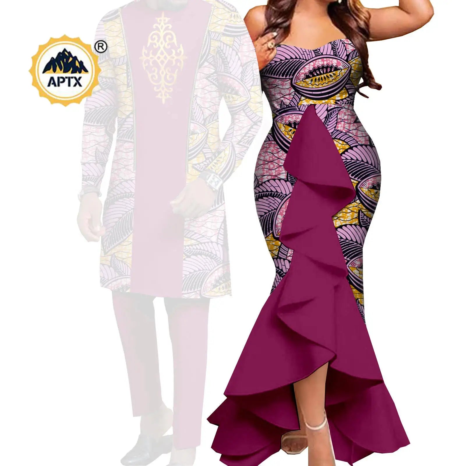 Dashiki African Women Mermaid Dresses Matching Men Outfits