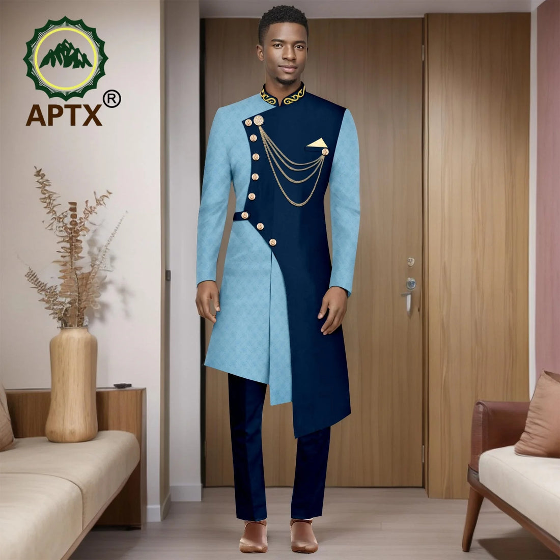 African Suits for Men 2025 Fashion New Two-piece (top + Pants) Men's Set