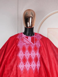 His & Hers Agbada Set – 3-Piece Bazin