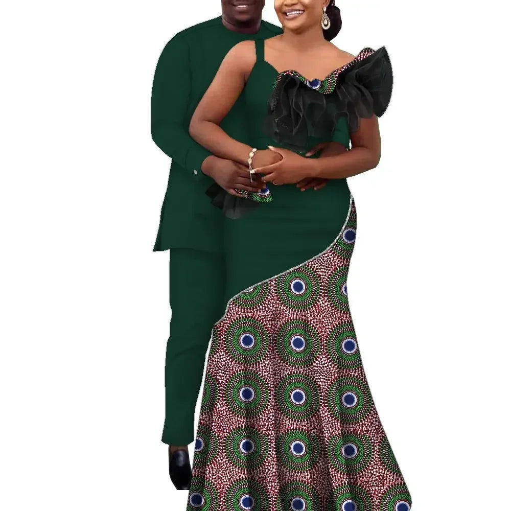 African Couple Clothes African Strap Dresses