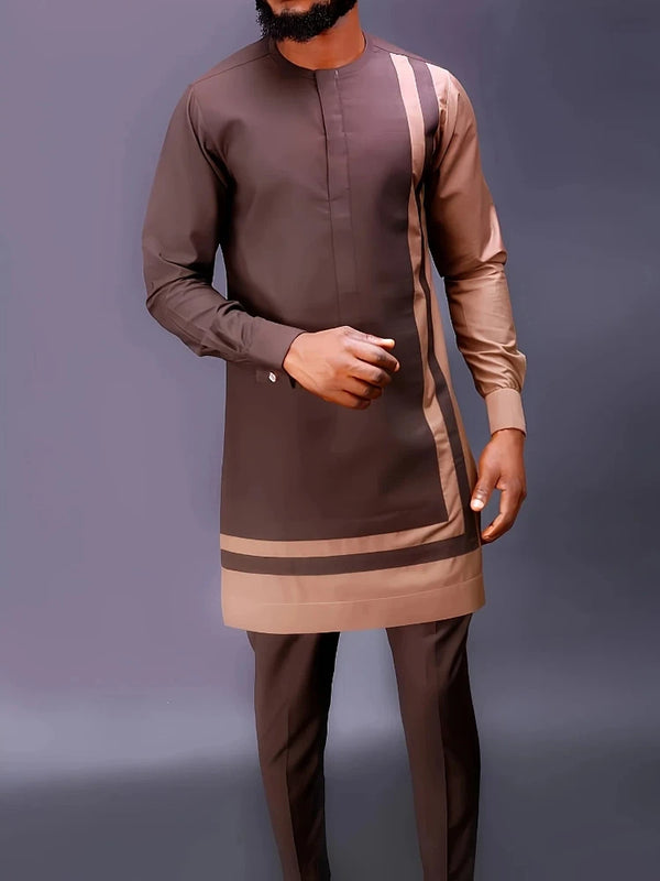 Men's Long-Sleeve Top & Trouser Set - Detail View | ARINZE