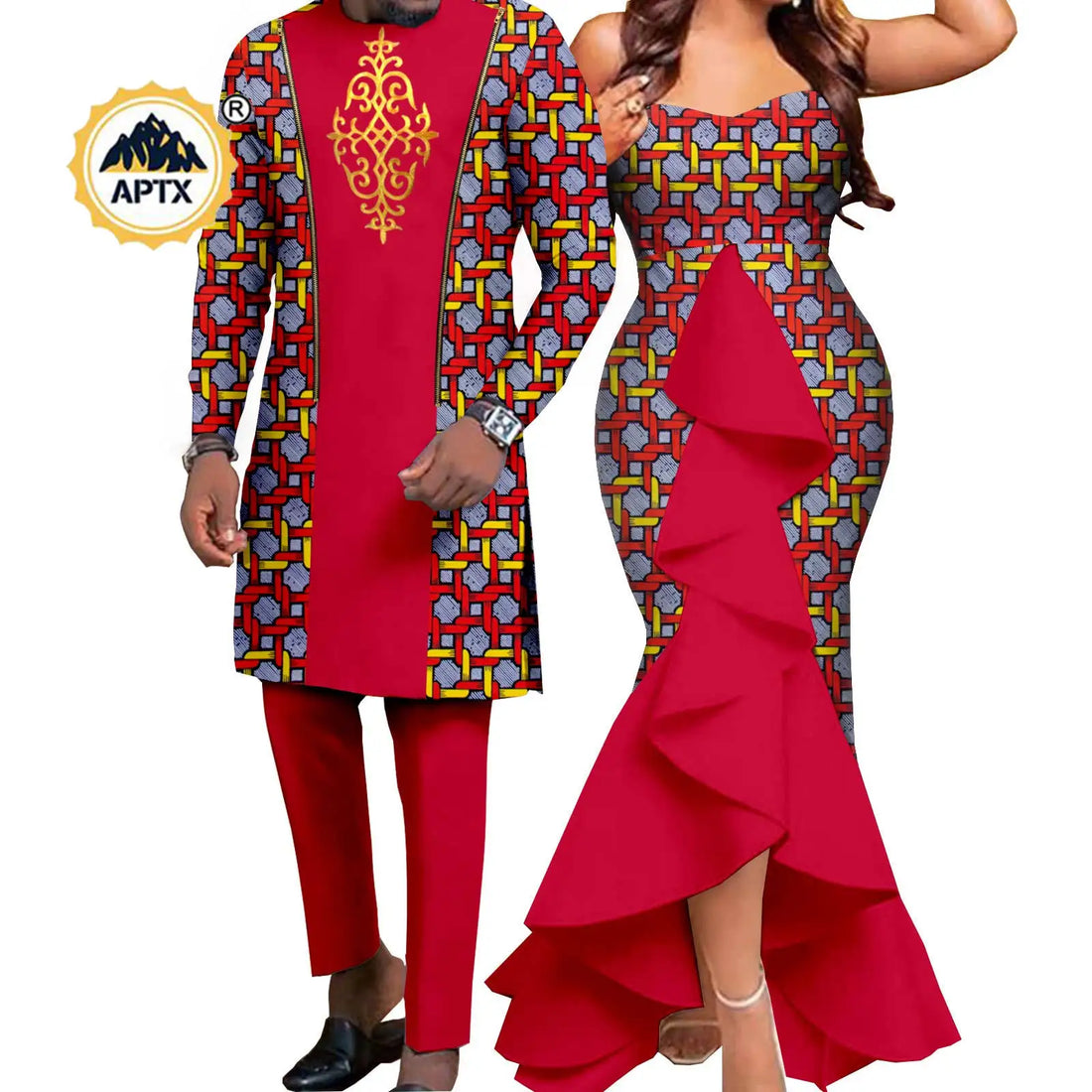 Dashiki African Women Mermaid Dresses Matching Men Outfits