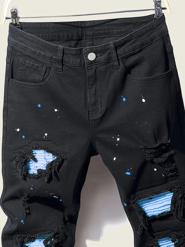 Splash-Ink Patchwork Jeans - Detail View | ARINZE