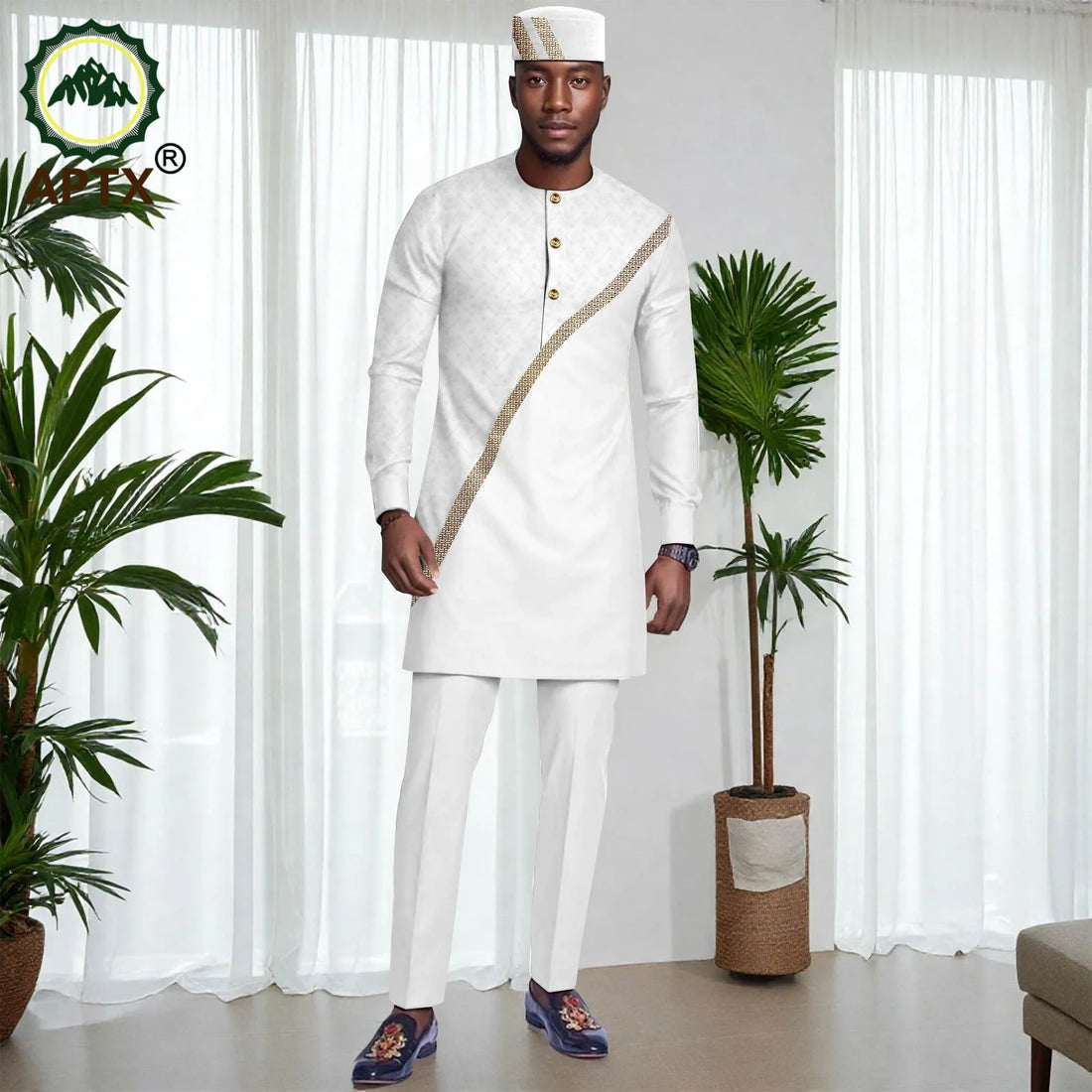 Muslim Mens Robe African Clothing For man 2-piece Sets Suit