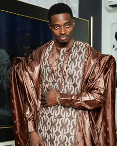 Men's Brown Bazin Agbada – Grand Embroidery