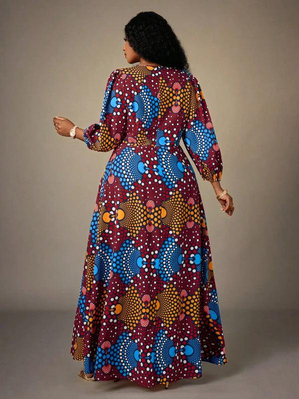African Print Maxi Dress - Detail View | ARINZE