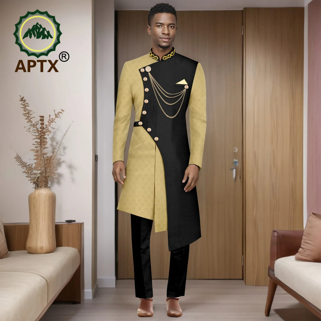 African Suits for Men 2025 Fashion New Two-piece (top + Pants) Men's Set