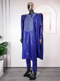 Men's Dashiki Robe Set – Embroidered 3-Piece