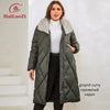 HaiLuoZi 2023 New Women's Winter Jackets Plus Size Long Warm Parkas Elegent Hooded With Fur Classic Quilted Coats Women1165
