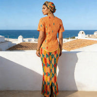 Ankara Peplum Top & Skirt Set with Headwrap