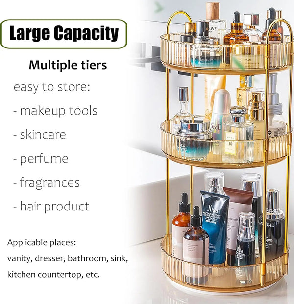 360-Rotating Makeup Organizer - Detail View | ARINZE