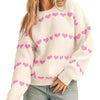 Women's Fall Winter Valentine Heart Striped Sweater