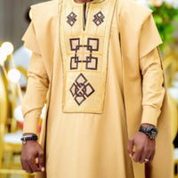 Men's Yellow Embroidered 3-Piece Set