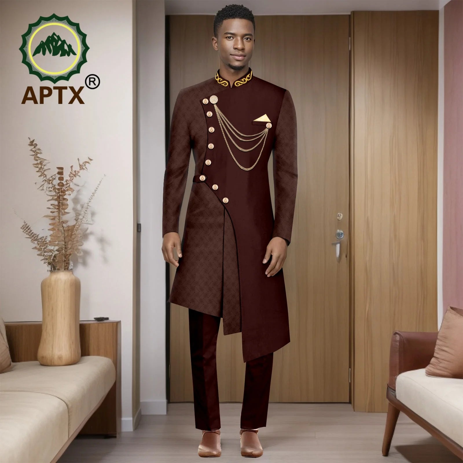 African Suits for Men 2025 Fashion New Two-piece (top + Pants) Men's Set