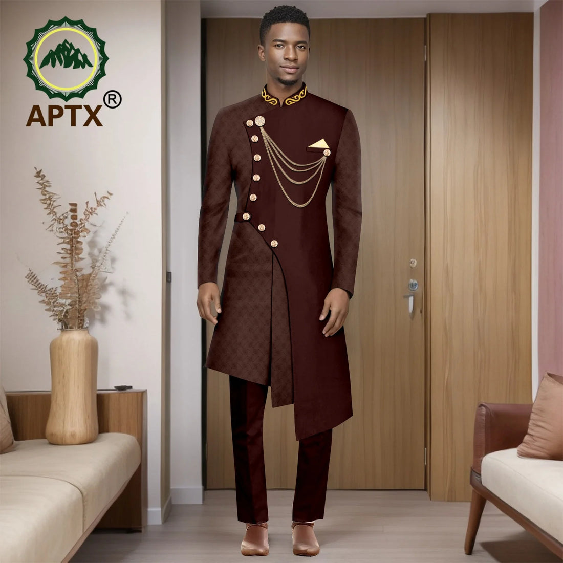 African Suits for Men 2025 Fashion New Two-piece (top + Pants) Men's Set