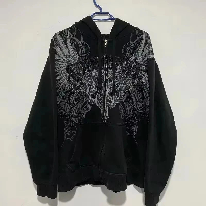 High Street Trend Vintage Alphabet Embroidery Hoodie for Men