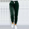 Solid Drawstring Velvet Jogger Pants