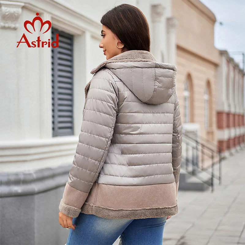 Women's Jacket Double-Faced Fur Spliced Design Hooded Warm Down Coats