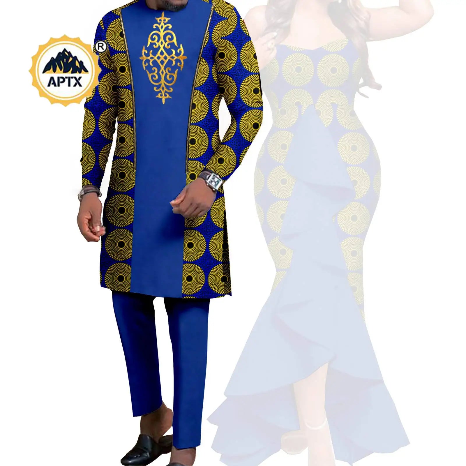 Dashiki African Women Mermaid Dresses Matching Men Outfits