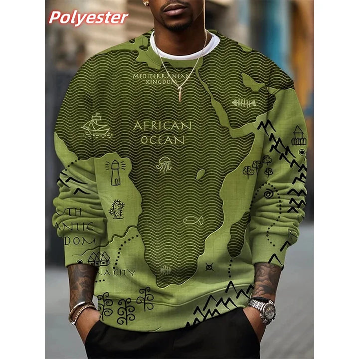 African Ocean Pattern Hoodie For Men Africa Map 3D Printed