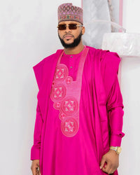 Men's Bazin Kaftan Set – Shoulder Embroidery